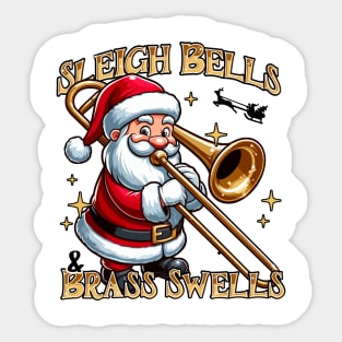 Santa Playing the Bass Trombone Sticker